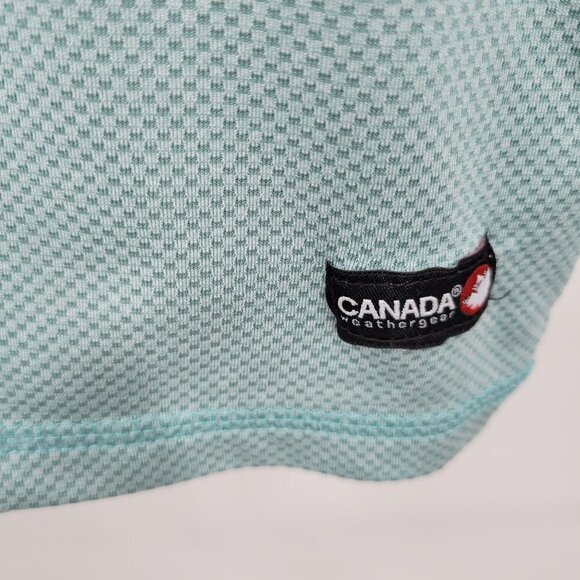 Canada Weather Men Green Knit Short Sleeve Collar Neck Polo Shirt Top Size Large - Picture 2 of 9